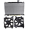 3-Piece Kit Radiator, 1.6L, 4Cyl, Includes (1) Radiator and (2) Cooling Fan Assembly