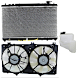 3-Piece Kit Radiator, 2.4L, 4Cyl, Includes (1) Radiator, (1) Cooling Fan Assembly and (1) Coolant Reservoir
