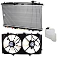 3-Piece Kit Radiator, 2.5L, 4Cyl, Includes (1) Radiator, (1) Cooling Fan Assembly and (1) Coolant Reservoir