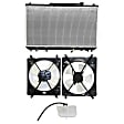 4-Piece Kit Radiator, 2.2L, 4Cyl, Includes (1) Radiator, (2) Cooling Fan Assembly and (1) Coolant Reservoir