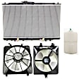 4-Piece Kit Radiator, 3.0L, 6Cyl, Includes (1) Radiator, (2) Cooling Fan Assembly and (1) Coolant Reservoir