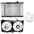 2002 Toyota Camry - 3-Piece Kit Radiator, Standard Duty Cooling, USA Built Vehicle, 2.4L 4Cyl,  Includes (1) Radiator, (1) Cooling Fan Assembly, and (1) Coolant Reservoir