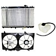 3-Piece Kit Radiator, 2.4L, 4Cyl, Includes (1) Radiator, (1) Cooling Fan Assembly and (1) Coolant Reservoir