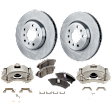 2-Wheel Set Front Brake Kit With Calipers, Plain Surface 5 Lugs 296.93 mm Ceramic FWD, Includes (2) Brake Caliper, (2) Brake Disc and (1) Brake Pad Set