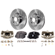 2-Wheel Set Front Brake Kit With Calipers, Plain Surface 5 Lugs 275.08 mm Ceramic FWD, Includes (2) Brake Caliper, (2) Brake Disc and (1) Brake Pad Set