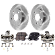 2-Wheel Set Rear Brake Kit With Calipers, Plain Surface 5 Lugs 270 mm Ceramic FWD, Includes (2) Brake Caliper, (2) Brake Disc and (1) Brake Pad Set