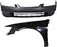2-Piece Kit, Front Primed Bumper Cover, Includes (1) Bumper Cover and (1) Fender