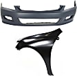 2007 Honda Accord - 2-Piece Kit Front Primed Bumper Cover, 2-Door, Coupe,  Includes (1) Bumper Cover and (1) Fender