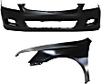 2-Piece Kit, Front Primed Bumper Cover, Sedan, Includes (1) Bumper Cover and (1) Fender
