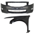 2-Piece Kit, Front Primed Bumper Cover, Includes (1) Bumper Cover and (1) Fender