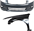 2008 Honda Accord - 2-Piece Kit Front Primed Bumper Cover, With Fog Light Holes 3.5L V6 Engine, Sedan,  Includes (1) Bumper Cover and (1) Fender