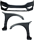 3-Piece Kit, Front Primed Bumper Cover, Sedan, CAPA Certified, Includes (1) Bumper Cover and (2) Fender