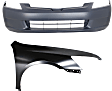 2-Piece Kit, Front Primed Bumper Cover, Sedan, CAPA Certified, Includes (1) Bumper Cover and (1) Fender