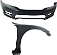 2-Piece Kit, Front Primed Bumper Cover, Sedan, CAPA Certified, Includes (1) Bumper Cover and (1) Fender