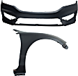 2-Piece Kit, Front Primed Bumper Cover, Sedan, CAPA Certified, Includes (1) Bumper Cover and (1) Fender