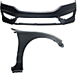 2-Piece Kit, Front Primed Bumper Cover, Sedan, CAPA Certified, Includes (1) Bumper Cover and (1) Fender