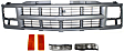 1994-1999 Chevrolet C1500 Suburban - 5-Piece Kit Grille, Painted Silver, For Models with Single Sealed Beam Headlamps, Includes (1) Grille, (2) Reflector, and (2) Turn Signal Light