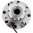 Front, Driver and Passenger Side Wheel Hub, 8 Lugs, With Bearing, With Sensor, 4WD