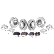 4-Wheel Set Front and Rear Brake Kit With Calipers, Plain Surface 6 Lugs Front and Rear-325.12 mm Front-Ceramic/Rear-Semi-Metallic, Includes (4) Brake Caliper, (4) Brake Disc and (2) Brake Pad Set