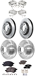 4-Wheel Set Front and Rear Brake Kit With Calipers, Plain Surface 6 Lugs Front-302.01 mm/Rear-325.12 mm Front-Ceramic/Rear-Semi-Metallic, Includes (4) Caliper, (4) Disc and (2) Pad Set