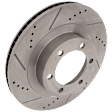 2-Wheel Set Front Brake Kit With Calipers, Cross-drilled and Slotted 6 Lugs 338.07 mm Ceramic, Includes (2) Brake Caliper, (2) Brake Disc and (1) Brake Pad Set