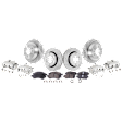 4-Wheel Set Front and Rear Brake Kit With Calipers, Cross-drilled and Slotted 6 Lugs Front-301.8 mm/Rear-325.12 mm Front-Ceramic/Rear-Semi-Metallic, Includes (4) Caliper, (2) Pad Set and (4) Disc
