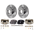 2-Wheel Set Front Brake Kit With Calipers, Plain Surface 5 Lugs 275.08 mm Ceramic FWD, Includes (2) Brake Caliper, (2) Brake Disc and (1) Brake Pad Set