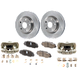 2-Wheel Set Front Brake Kit With Calipers, Plain Surface 5 Lugs 295.91 mm Ceramic, Includes (2) Brake Caliper, (2) Brake Disc and (1) Brake Pad Set
