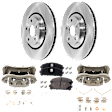 2-Wheel Set Front Brake Kit With Calipers, Plain Surface 5 Lugs 327.91 mm Ceramic, Includes (2) Brake Caliper, (1) Brake Pad Set and (2) Brake Disc