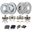 4-Wheel Set Brake Kit With Calipers, Plain Surface 5 Lugs Front-296.93 mm/Rear-270 mm Ceramic FWD, Includes (4) Brake Caliper, (4) Brake Disc, and (1) Brake Pad Set
