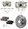 2015 Toyota Camry - 2-Wheel Set Front Brake Kit With Calipers, Natural Finish, Cross-drilled and Slotted, 5 Lugs, 296 mm, FWD, Ceramic, Includes (2) Caliper, (2) Disc, and (1) Pad Set