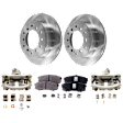 2-Wheel Set Rear Brake Kit With Calipers, Plain Surface 6 Lugs 312.17 mm Ceramic, Includes (2) Brake Caliper, (2) Brake Disc and (1) Brake Pad Set