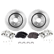 2-Wheel Set Front Brake Kit With Calipers, Plain Surface 5 Lugs 320 mm Organic, Includes (2) Caliper, (2) Disc, and (1) Pad Set