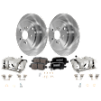 2-Wheel Set Rear Brake Kit With Calipers, Plain Surface 5 Lugs 312.93 mm Ceramic, Includes (2) Brake Caliper, (2) Brake Disc, and (1) Brake Pad Set