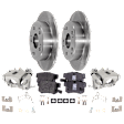 2-Wheel Set Rear Brake Kit With Calipers, Plain Surface 5 Lugs 259.59 mm Ceramic FWD, Includes (2) Brake Caliper, (2) Brake Disc and (1) Brake Pad Set