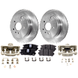 2-Wheel Set Rear Brake Kit With Calipers, Plain Surface 5 Lugs 303.02 mm Ceramic, Includes (2) Brake Caliper, (2) Brake Disc and (1) Brake Pad Set