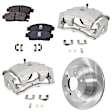 2-Wheel Set Rear Brake Kit With Calipers, Plain Surface 6 Lugs 325.12 mm Semi-metallic, Includes (2) Brake Caliper, (1) Brake Pad Set and (2) Brake Disc