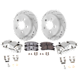 2-Wheel Set Rear Brake Kit With Calipers, Cross-drilled and Slotted 5 Lugs 278 mm Ceramic FWD, Includes (2) Caliper, (2) Disc, and (1) Pad Set
