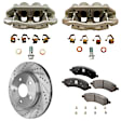 2-Wheel Set Front Brake Kit With Calipers, Cross-drilled and Slotted 5 Lugs 335.79 mm Semi-metallic, Includes (2) Brake Caliper, (1) Brake Pad Set and (2) Brake Disc