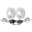 2-Wheel Set Front Brake Kit With Calipers, Cross-drilled and Slotted 5 Lugs 302.9 mm Ceramic, Includes (2) Brake Caliper, (2) Brake Disc and (1) Brake Pad Set