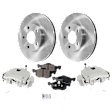 2-Wheel Set Front Brake Kit With Calipers, Plain Surface 5 Lugs 277.88 mm Ceramic, Includes (2) Brake Caliper, (1) Brake Pad Set and (2) Brake Disc