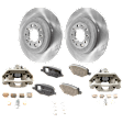 2-Wheel Set Rear Brake Kit With Calipers, Plain Surface 5 Lugs 329.95 mm Ceramic, Includes (2) Brake Caliper, (1) Brake Pad Set and (2) Brake Disc