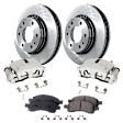 2-Wheel Set Front Brake Kit With Calipers, Plain Surface 6 Lugs 302.01 mm Ceramic, Includes (2) Brake Caliper, (2) Brake Disc and (1) Brake Pad Set