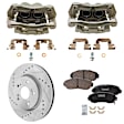 2-Wheel Set Front Brake Kit With Calipers, Cross-drilled and Slotted 5 Lugs 296 mm Ceramic, Includes (2) Caliper, (2) Disc, and (1) Pad Set