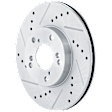 2-Wheel Set Front Brake Kit With Calipers, Cross-drilled and Slotted 5 Lugs Ceramic FWD, Includes (2) Caliper, (2) Disc, and (1) Pad Set