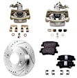 2-Wheel Set Rear Brake Kit With Calipers, Cross-drilled and Slotted 5 Lugs 262 mm Organic FWD, Includes (2) Brake Caliper, (2) Brake Disc and (1) Brake Pad Set