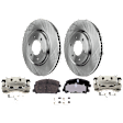 2-Wheel Set Front Brake Kit With Calipers, Plain Surface 6 Lugs 350.01 mm Ceramic, Includes (2) Brake Caliper, (1) Brake Pad Set and (2) Brake Disc