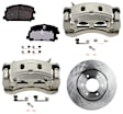 2-Wheel Set Front Brake Kit With Calipers, Plain Surface 6 Lugs 350.01 mm Ceramic, Includes (2) Brake Caliper, (2) Brake Disc and (1) Brake Pad Set