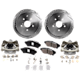 2-Wheel Set Rear Brake Kit With Calipers, Cross-drilled and Slotted 5 Lugs 309 mm Ceramic, Includes (2) Brake Caliper, (2) Brake Disc and (1) Brake Pad Set