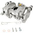 2-Wheel Set Rear Brake Kit With Calipers, Plain Surface 5 Lugs 314.96 mm Ceramic, Includes (2) Brake Caliper, (1) Brake Pad Set and (2) Brake Disc